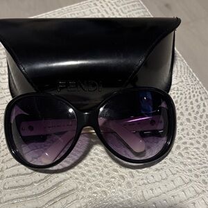 Fendi Women's Sunglasses with Black Frame and Purple Lenses